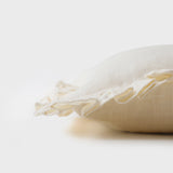 Linen Ruffle Ivory Pillow Cover