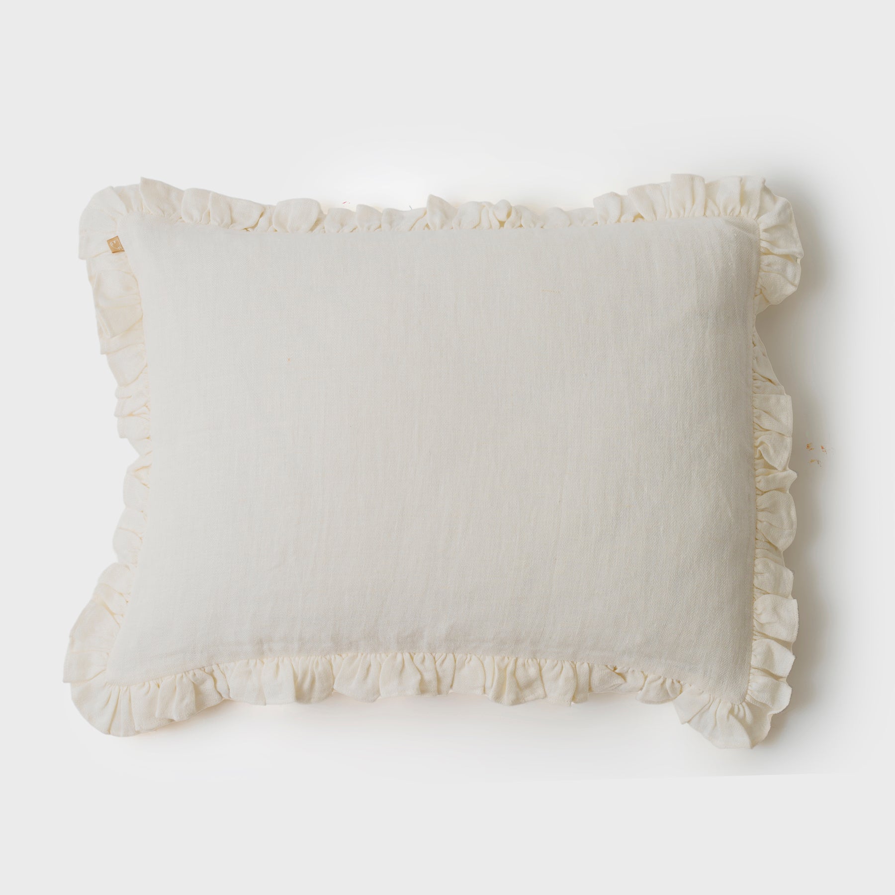 Linen Ruffle Ivory Pillow Cover