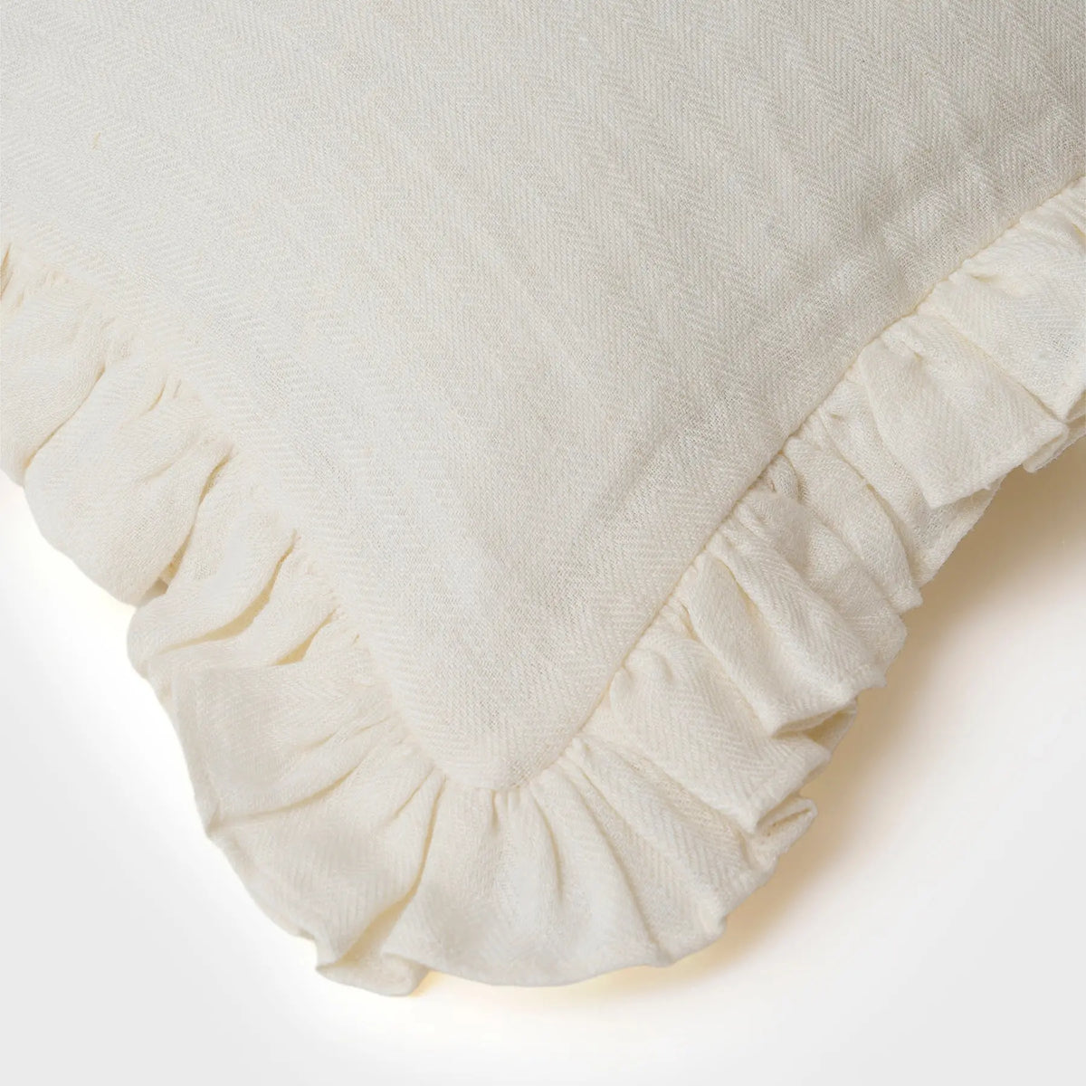 Linen Ruffle Ivory Pillow Cover | Premium Home Textiles in India
