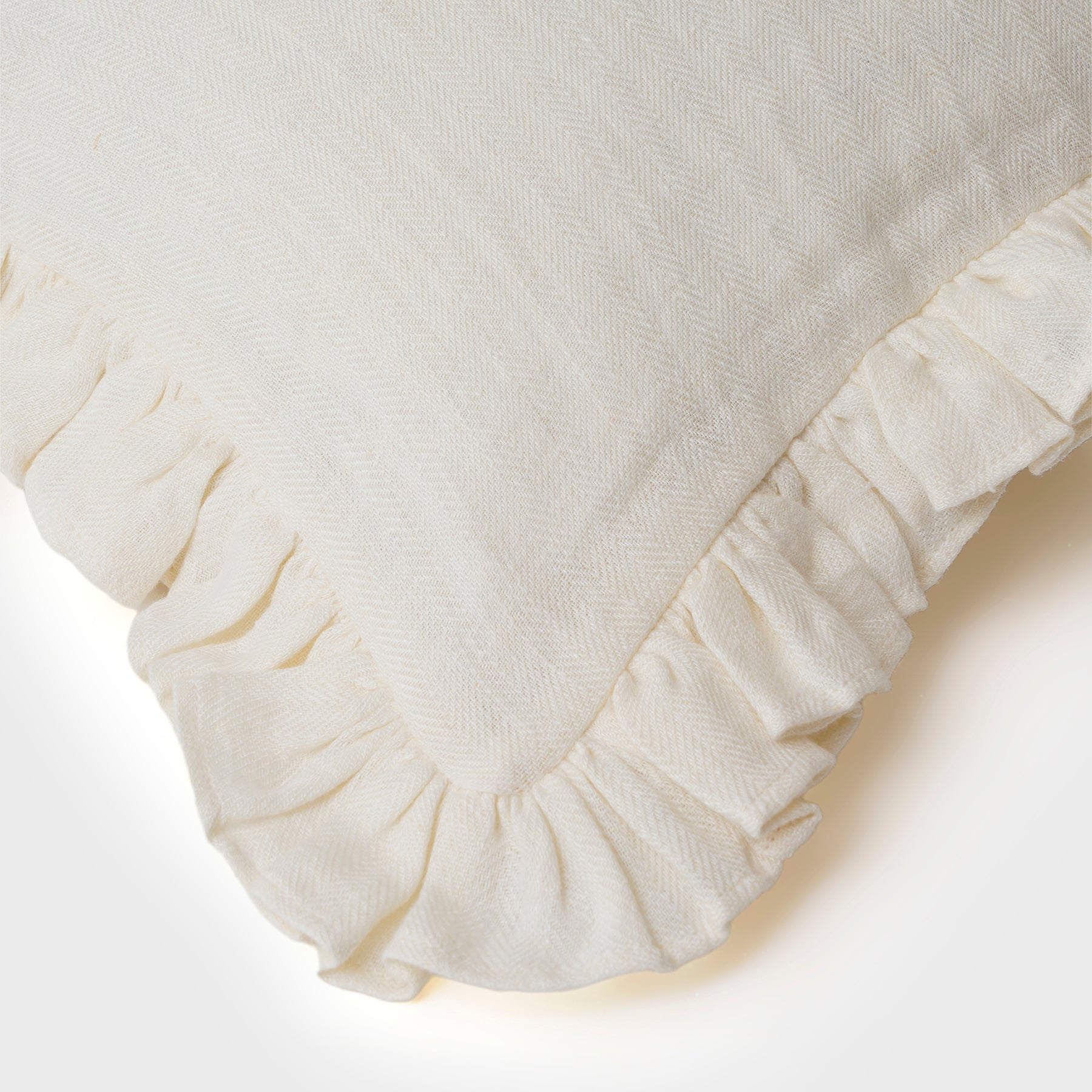 Linen Ruffle Ivory Pillow Cover