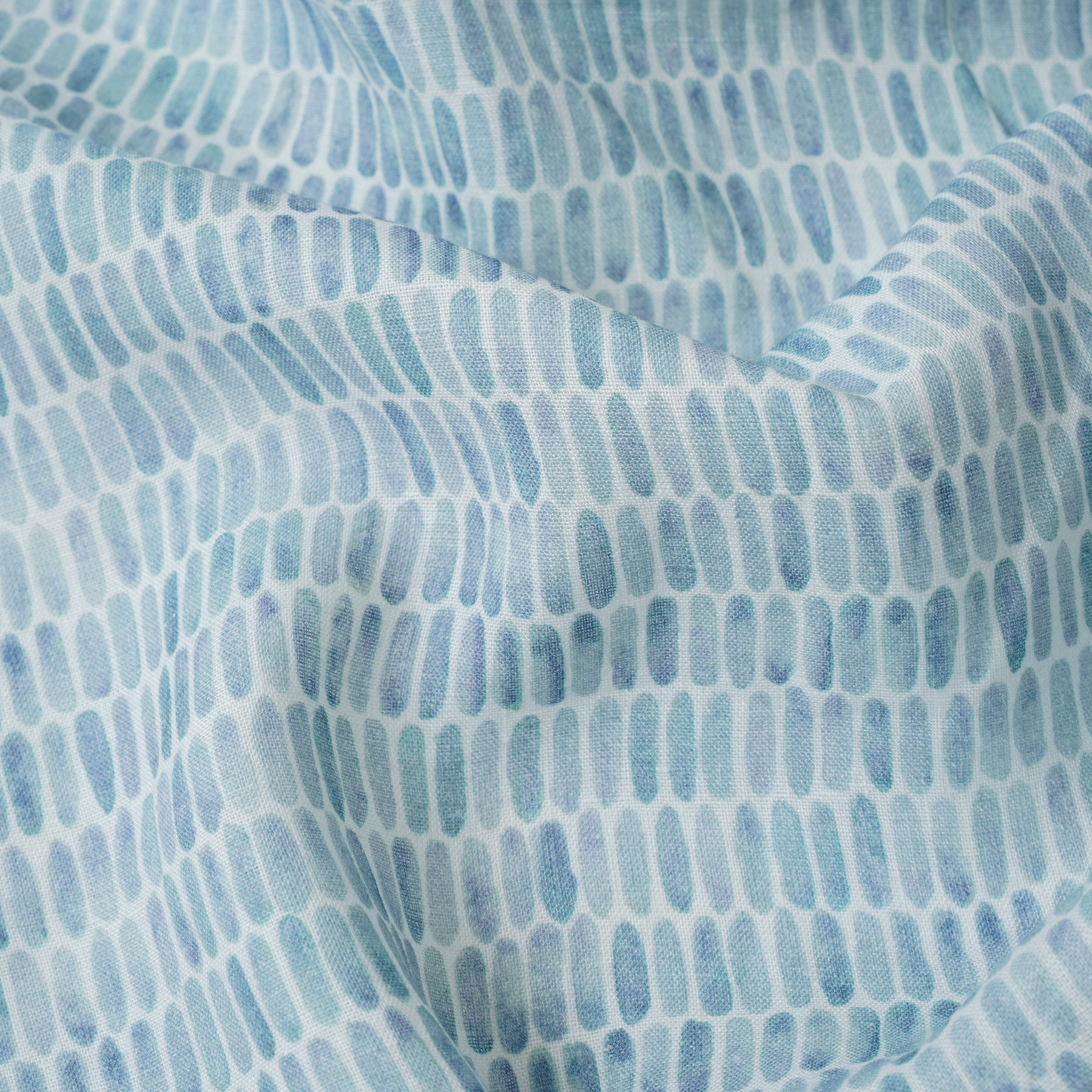 Speckle Blue Printed Linen Fabric